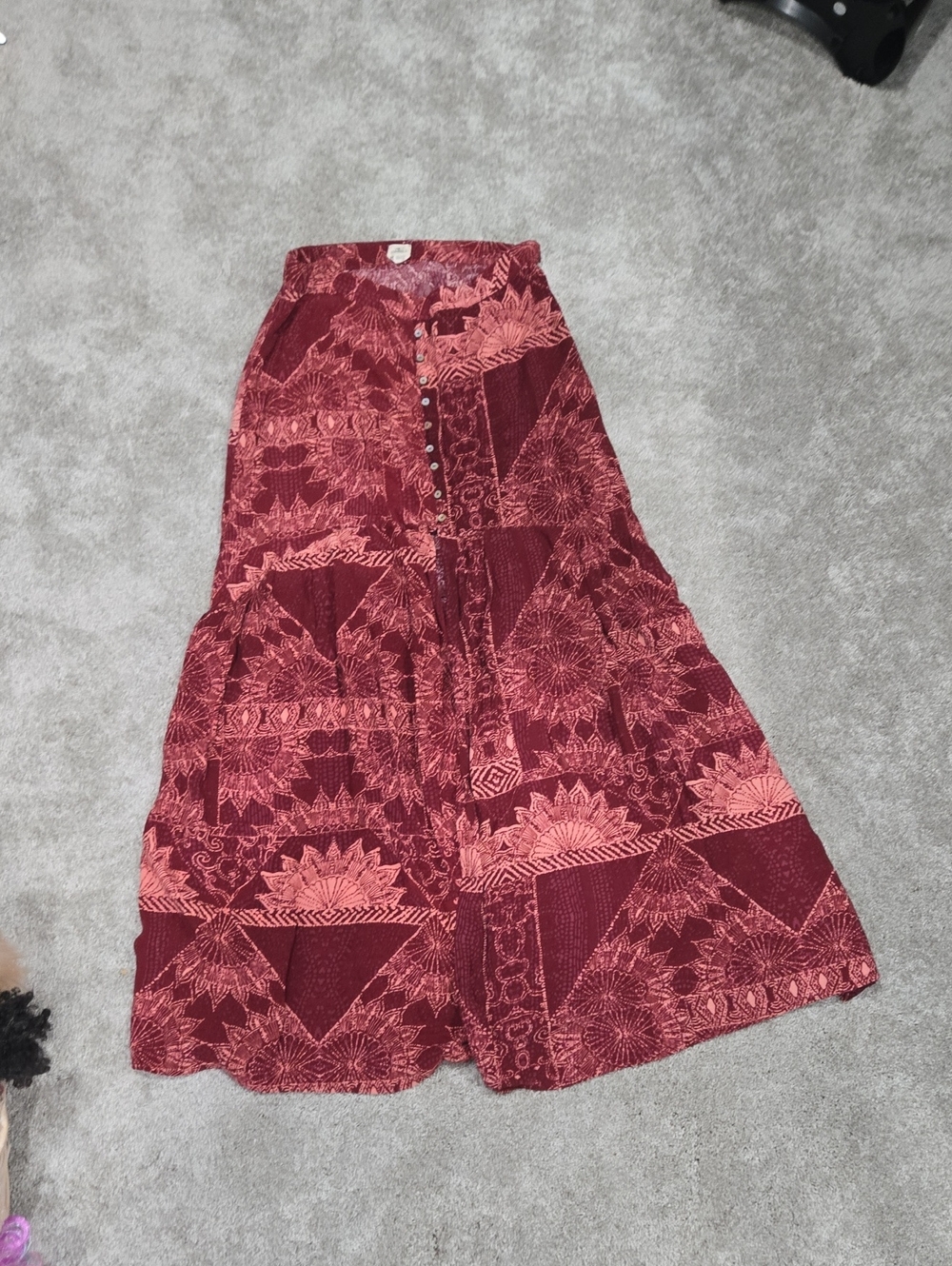 O'Neill Red Printed Button-Front Maxi Skirt